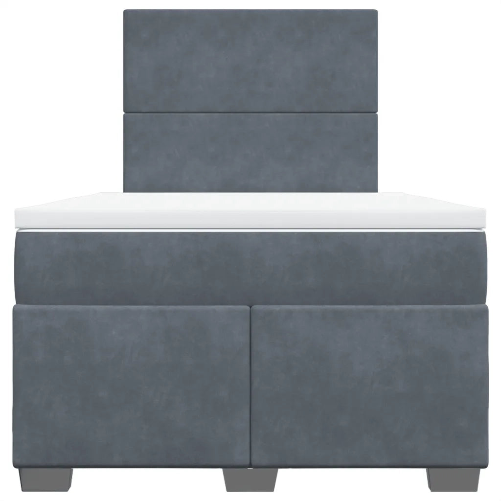 Giroletto a Molle con Materasso Grigio Scuro 120x200 cm Velluto