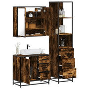 Set Mobili da Bagno 3 pz Rovere Fumo in Legno Multistrato 3301137