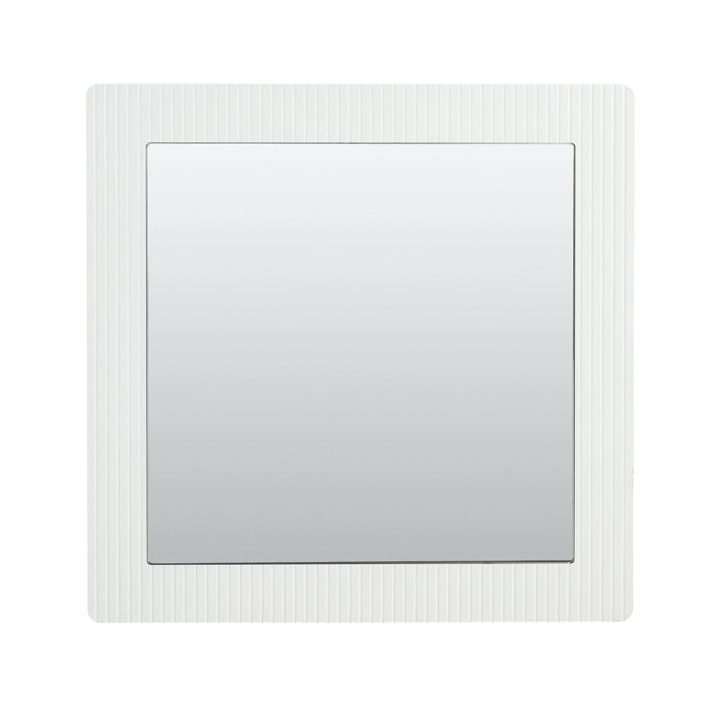 Specchio da parete quadrato, specchio da corridoio, 80x80 cm, cornice in legno, bianco
