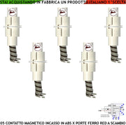 Contatti Magnetici Cilindrici In ABS ad Incasso 5 Sensori Reed a Scambio Per Antifurto Rilevano Cancello in Ferro Aperto Chiuso Campo Lavoro 15 mm 3 Fili C.NC.NA Max 30 V 10 W Fissaggio Scomparsa IP67
