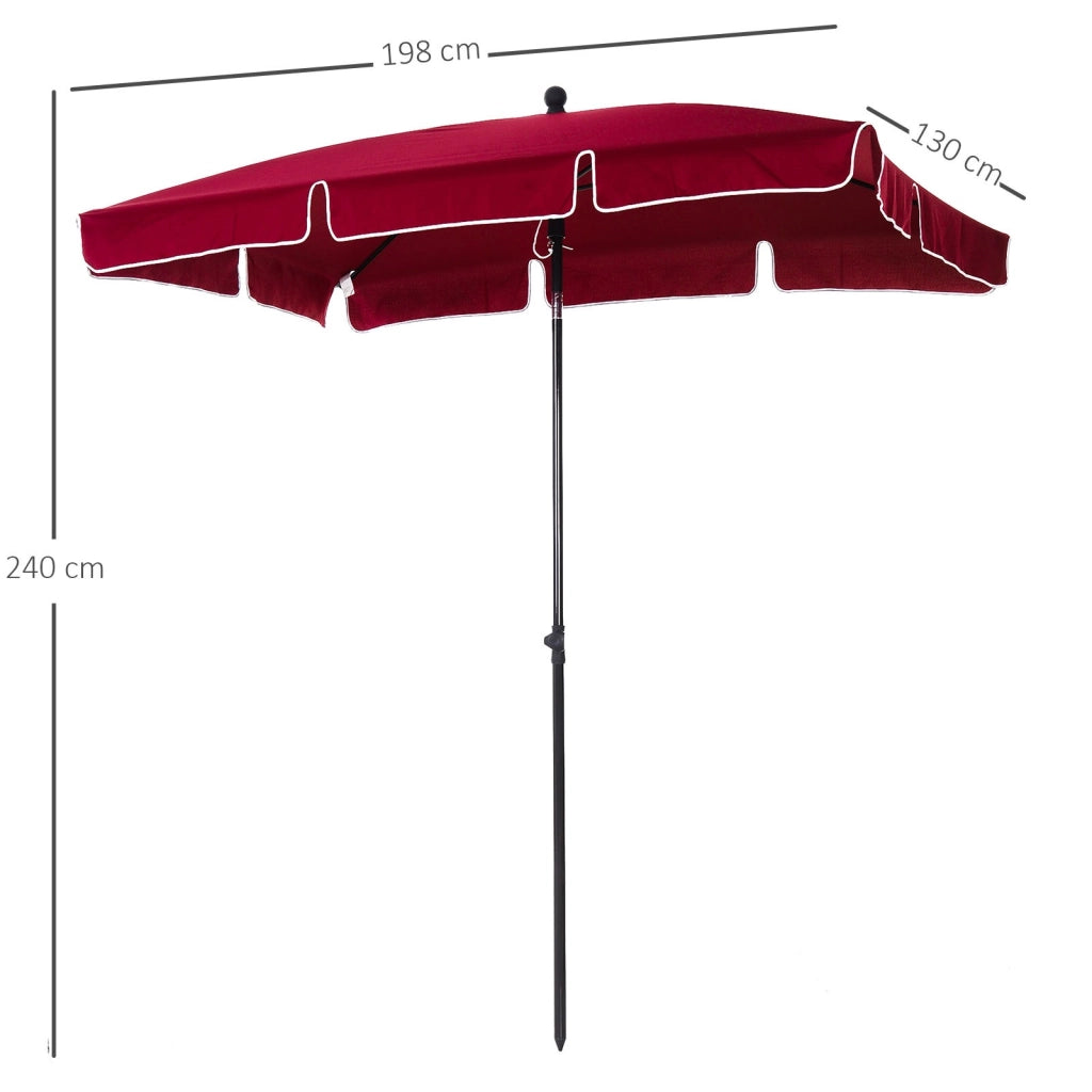 Easycomfort Ombrellone da Giardino Rettangolare 2x2.4 m con Inclinazione Regolabile, Rosso e Nero