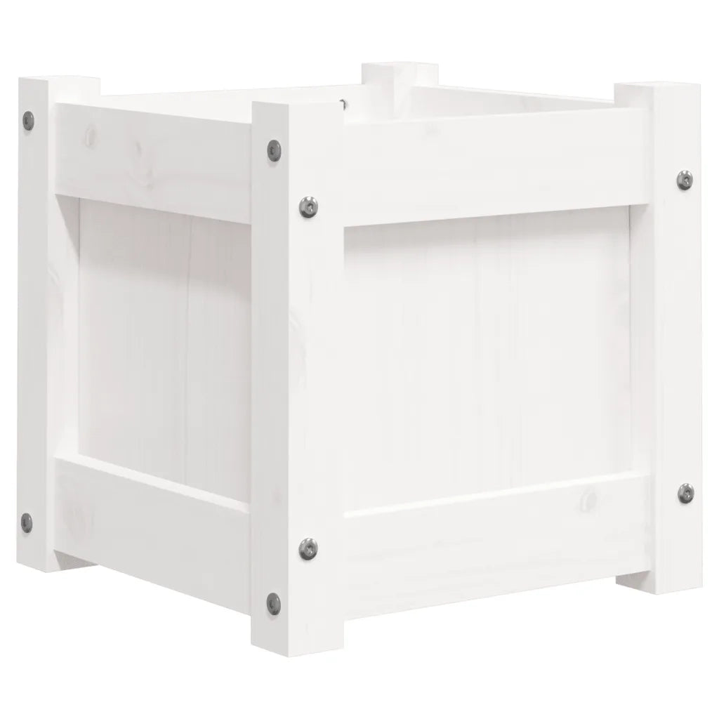 Fioriera da Giardino-Vaso da Esterno Bianca 31x31x31 cm Legno Massello di Pino 806526
