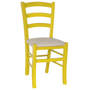 Sedie sala da pranzo Venezia legno gialle con seduta in similpelle beige