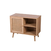 Comò ALTA in rovere chiaro con porta in rattan - Design scandinavo e pratico per il storage