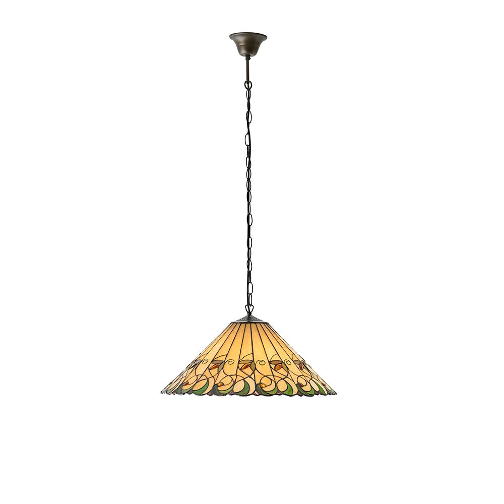 Lampada a sospensione Tiffany Jamelia vetro ambra 3xE27
