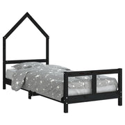 Giroletto per Bambini | Letto Infantile | Lettino Nero 80x200 cm in Legno Massello di Pino