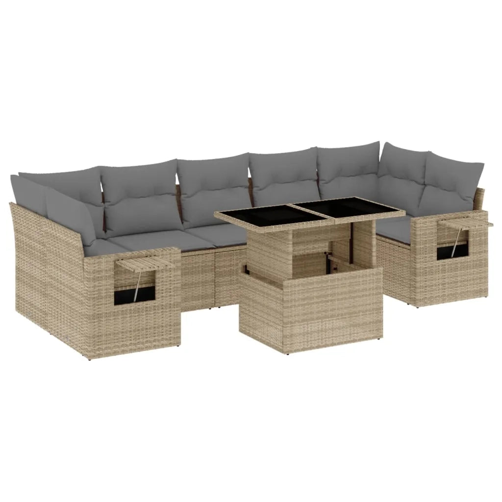 Set Divano da Giardino 8 pz con Cuscini Beige in Polyrattan 3267779
