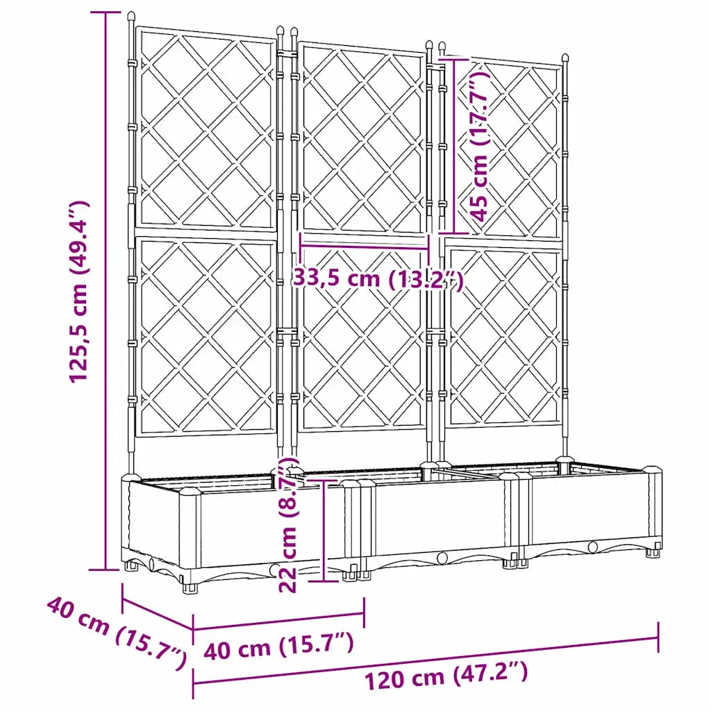 Vaso da giardino 3 pz-Set di 3 Fioriera da Esterno-Contenitore per Piante Grigio Chiaro 120 x 40 x 125,5 cm