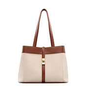 Borsa tote da donna in vera pelle marrone