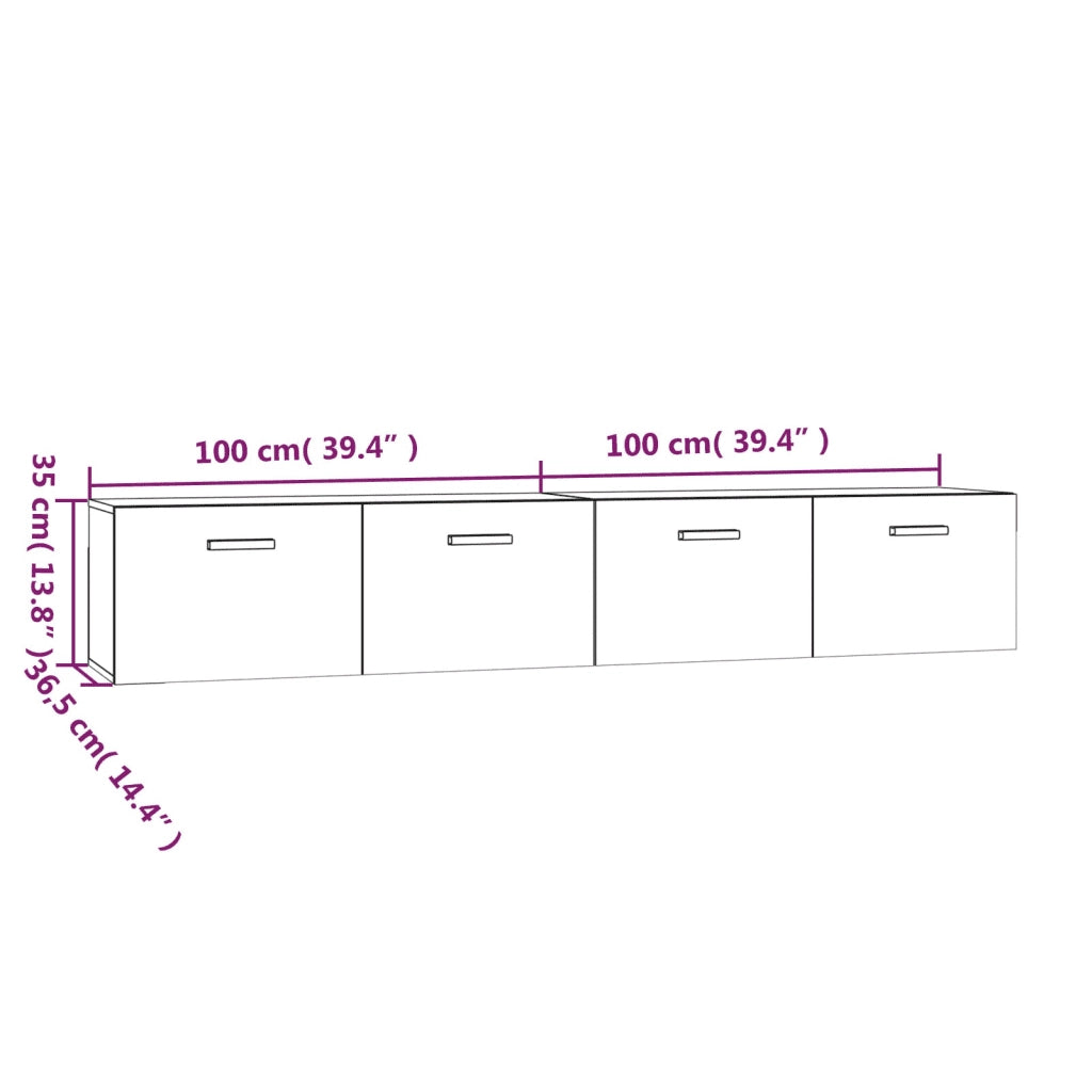 Mobili Parete 2 pz Grigio Sonoma 100x36,5x35 cm in Multistrato 3115666