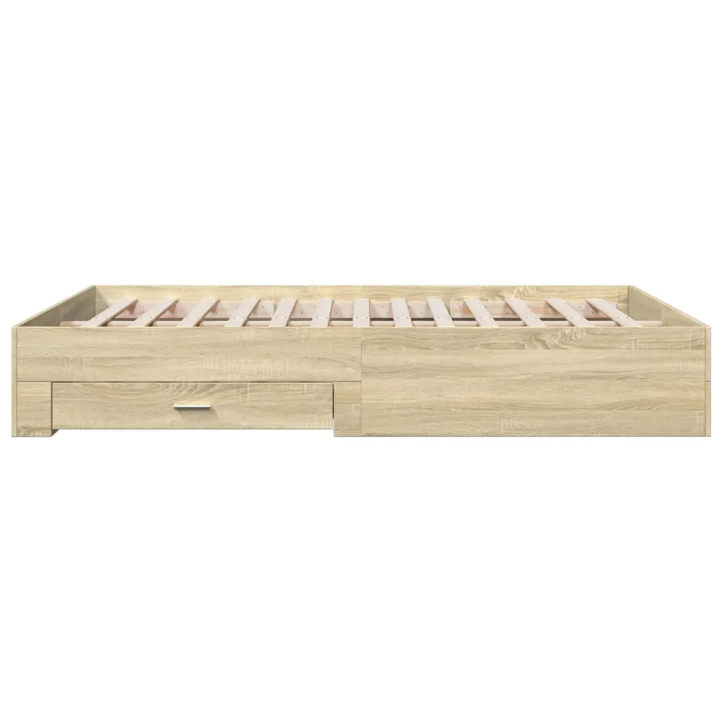 Letto matrimoniale | Letto per adulti | Giroletto Cassetti Rovere Sonoma 160x200 cm Legno Multistrato