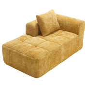 Chaise Longue con Cuscino e Tasche Laterali; Seduta Imbottita in Ciniglia Giallo; 158 × 90 × 60 cm