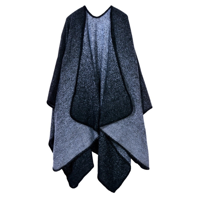 Sciarpa in cashmere in stile europeo e americano con spacchi, spessa, ideale come scialle/mantella per autunno e inverno.
