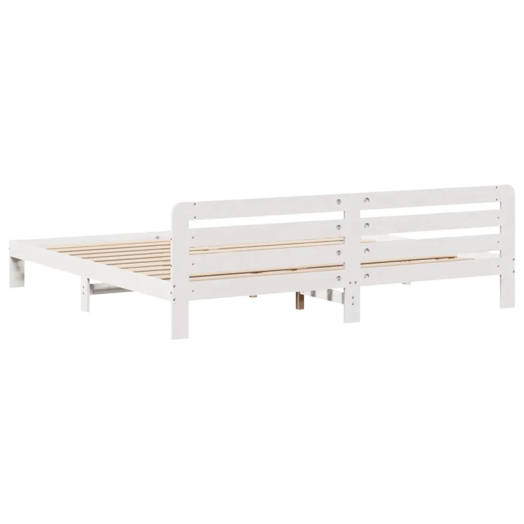Giroletto senza Materasso Bianco 200x200 cm Legno Massello Pino