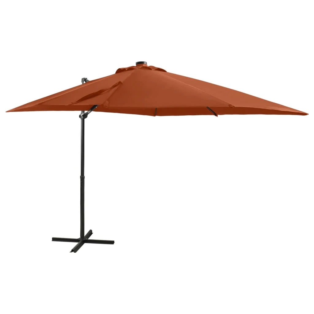Ombrellone da giardino a sbalzo con palo e luci LED 250 cm terracotta 02_0008538