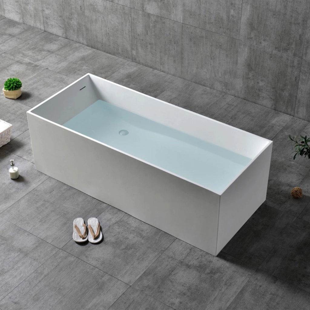 Vasca da bagno free standing ines artificial stone bianco opaco matt *** misure l160x72x55 cm, confezione 1