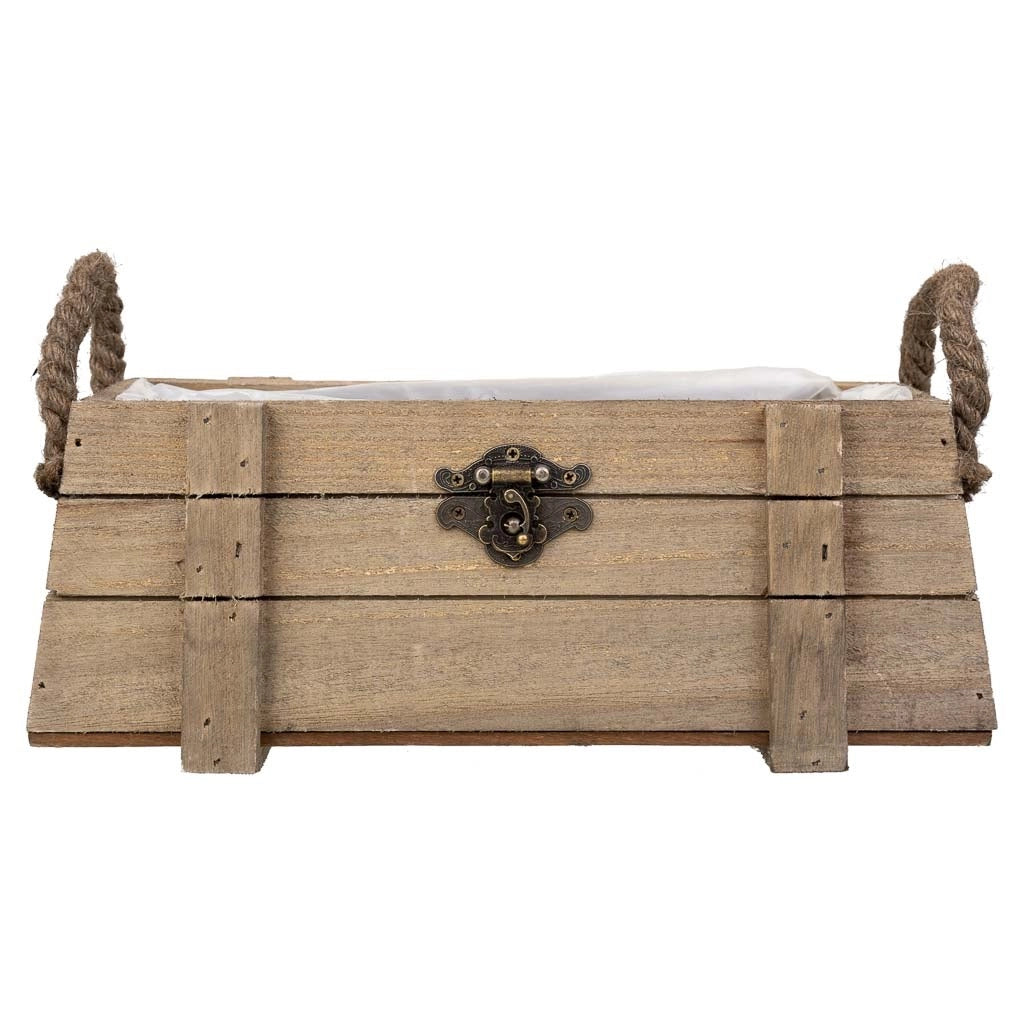 Cesto in legno con manici marroni 27x11x11h