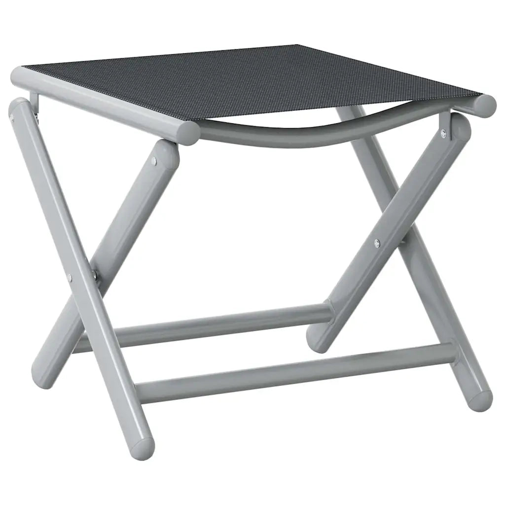 Poggiapiedi Pieghevole Nero e Argento in Textilene e Alluminio CFW1080256