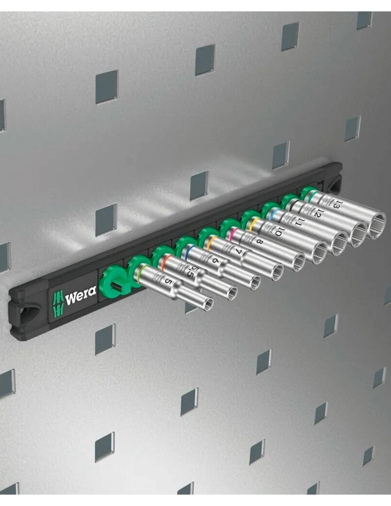 Set di 9 bussole lunghe Zyklop 1/4" WERA Nuss-Magnetleiste A Deep 1