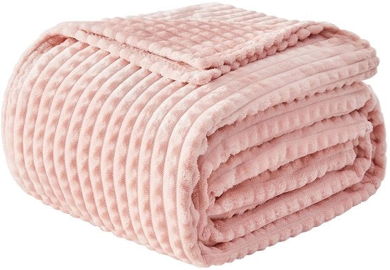 Deconfortabilezza Fluffy 3D Touch Experience - Deconfortabilezza in lana morbida, Deconfortabilezza calda e soffice, Deconfortabilezza per divano, Deconfortabilezza per letto, Deconfortabilezza per soggiorno, Rosa chiaro, 130 x 150 cm