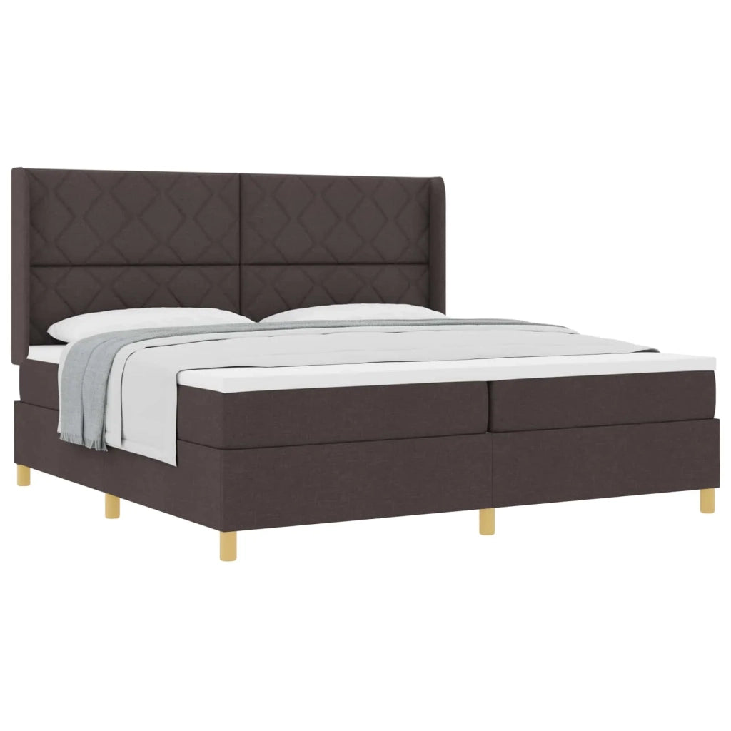 Letto a molle con materasso Marrone Scuro 200 x 200 cm Tessuto