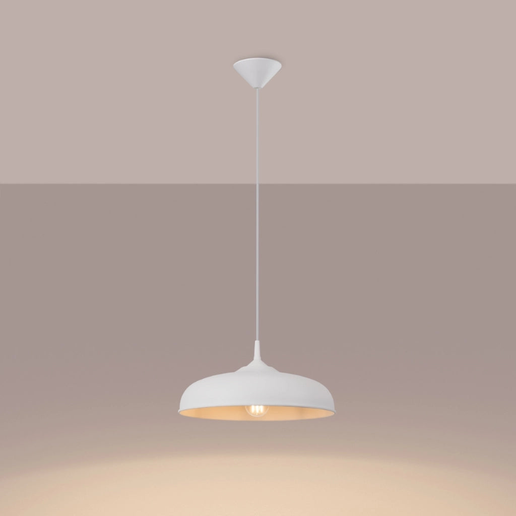 Lampada a sospensione Crimson Gina Dome in acciaio bianco opaco 38 cm scandinavo