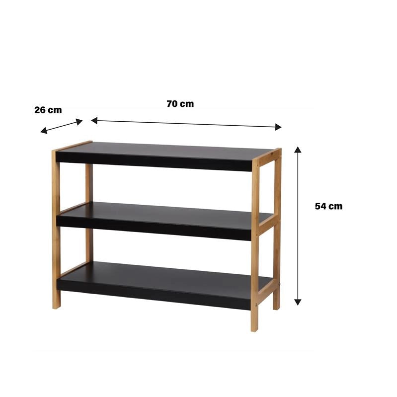 MAURY'S BLACK SCAFFALE BASSO CON 3 RIPIANI 70 X 26 X H54 CM NERO