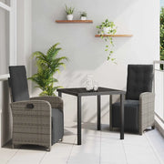 Set da Pranzo per Giardino con cuscino 3 pcs Grigio polyrattan 3380323