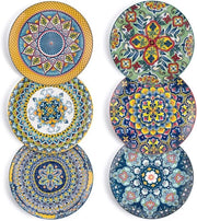 Set di Tavoliere a Ciotola Colorati 6 pezzi in Porcellana - Stile Bohemien - Ideale per Desserti e Antipasti