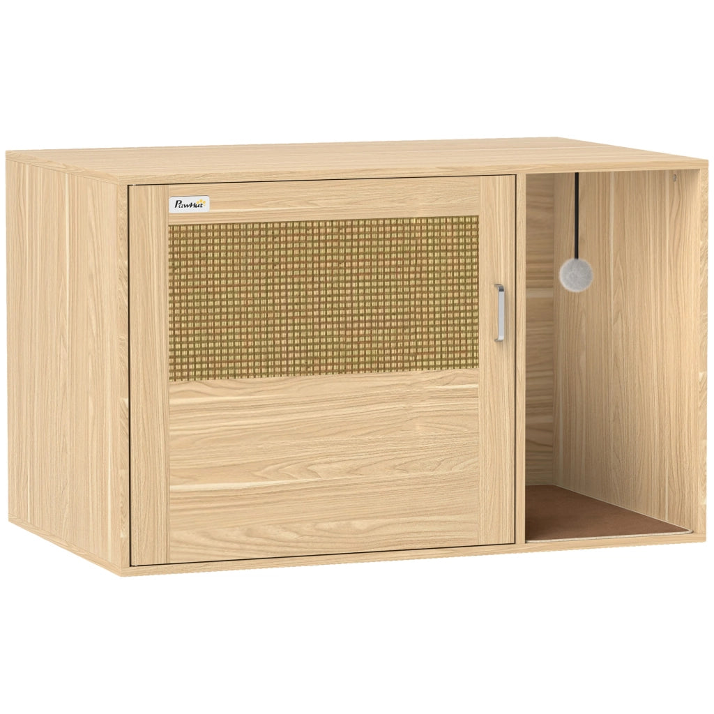 Casetta per Gatti con Porta in Rattan ¨C zephmum ¨C 80x50x50 cm Roble