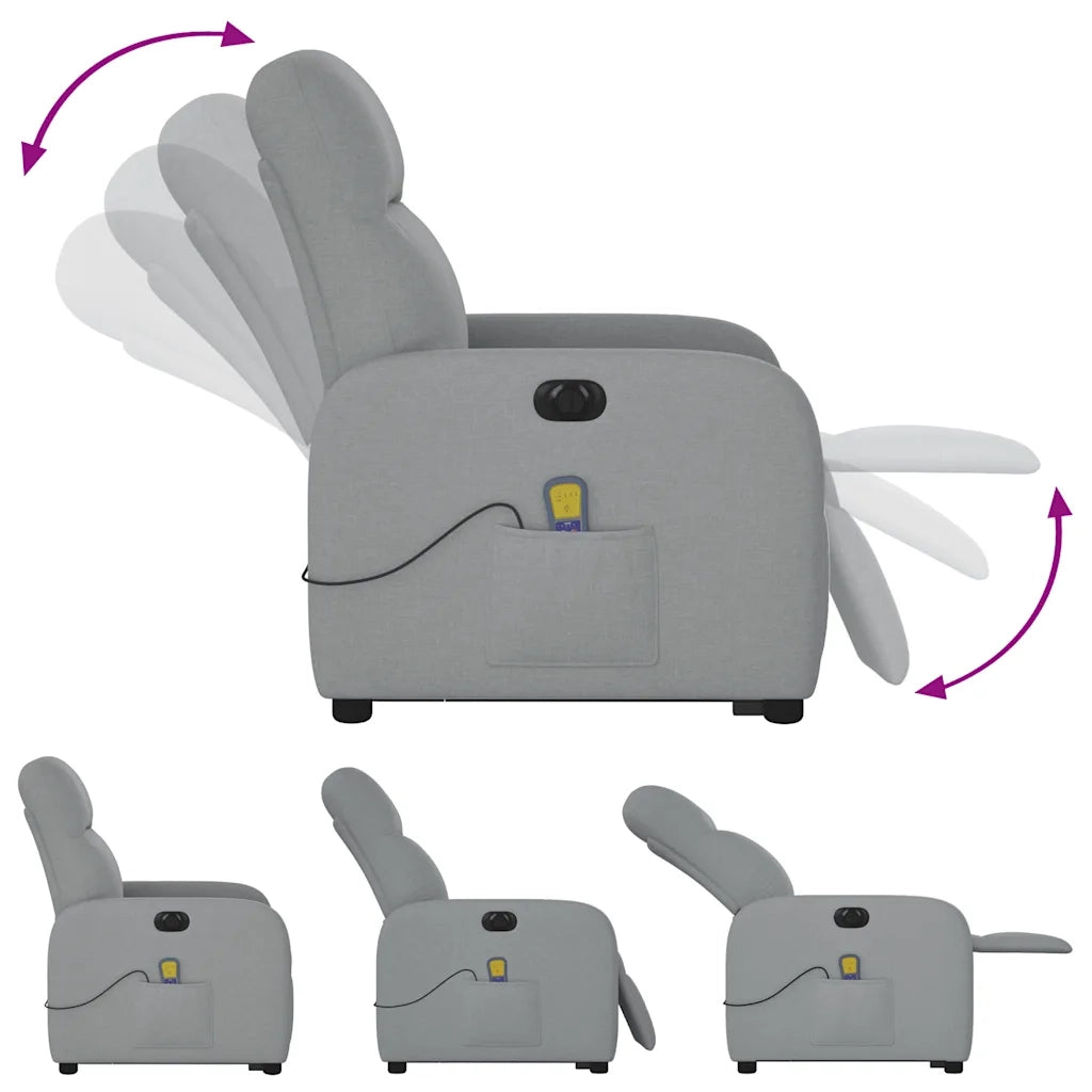 Poltrona Alzapersona Massaggi Elettrica Grigio Chiaro Tessuto 3303002