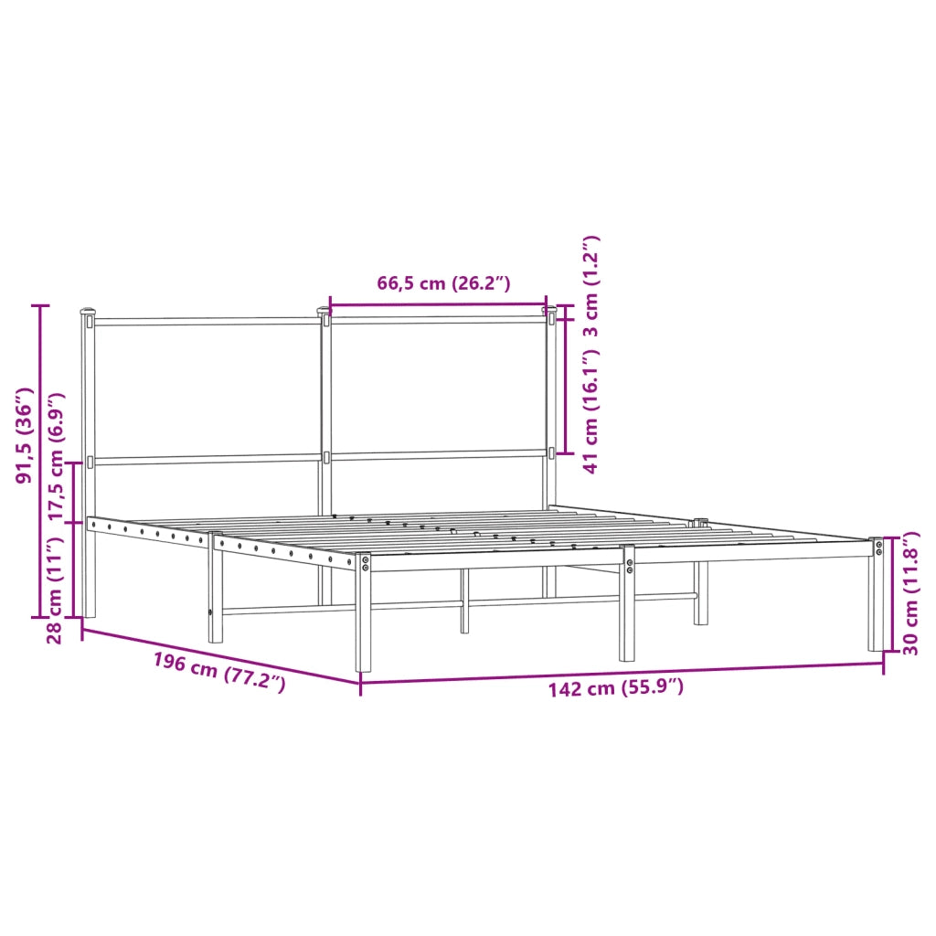 Giroletto senza Materaso in Metallo Rovere Sonoma 137x190 cm 4007715