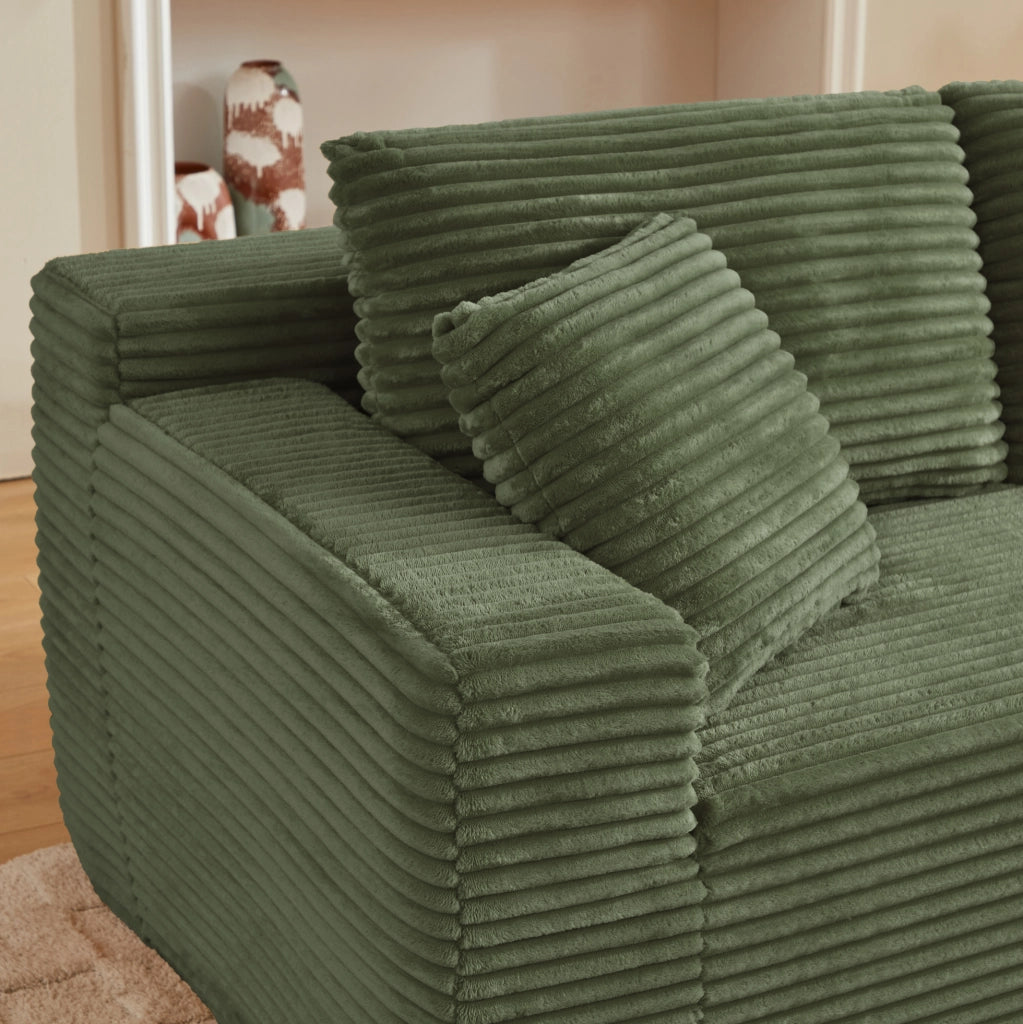 Divano modulare a L Cloud verde in schiuma memory e molle HOMVRA