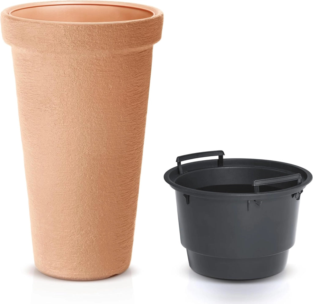 ® 2x Vaso in Plastica per Piante 42L 63x40cm XXL Fioriera Alta Rotonda Vaso Alto da Fiori Balcone Porta Piante Terrazza Vasi da Esterno Fioriere