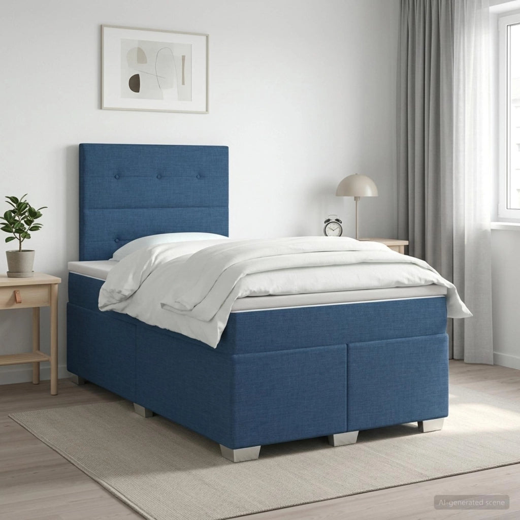 Letto box spring con materasso Blu 120 x 200 cm Tessuto 3453387