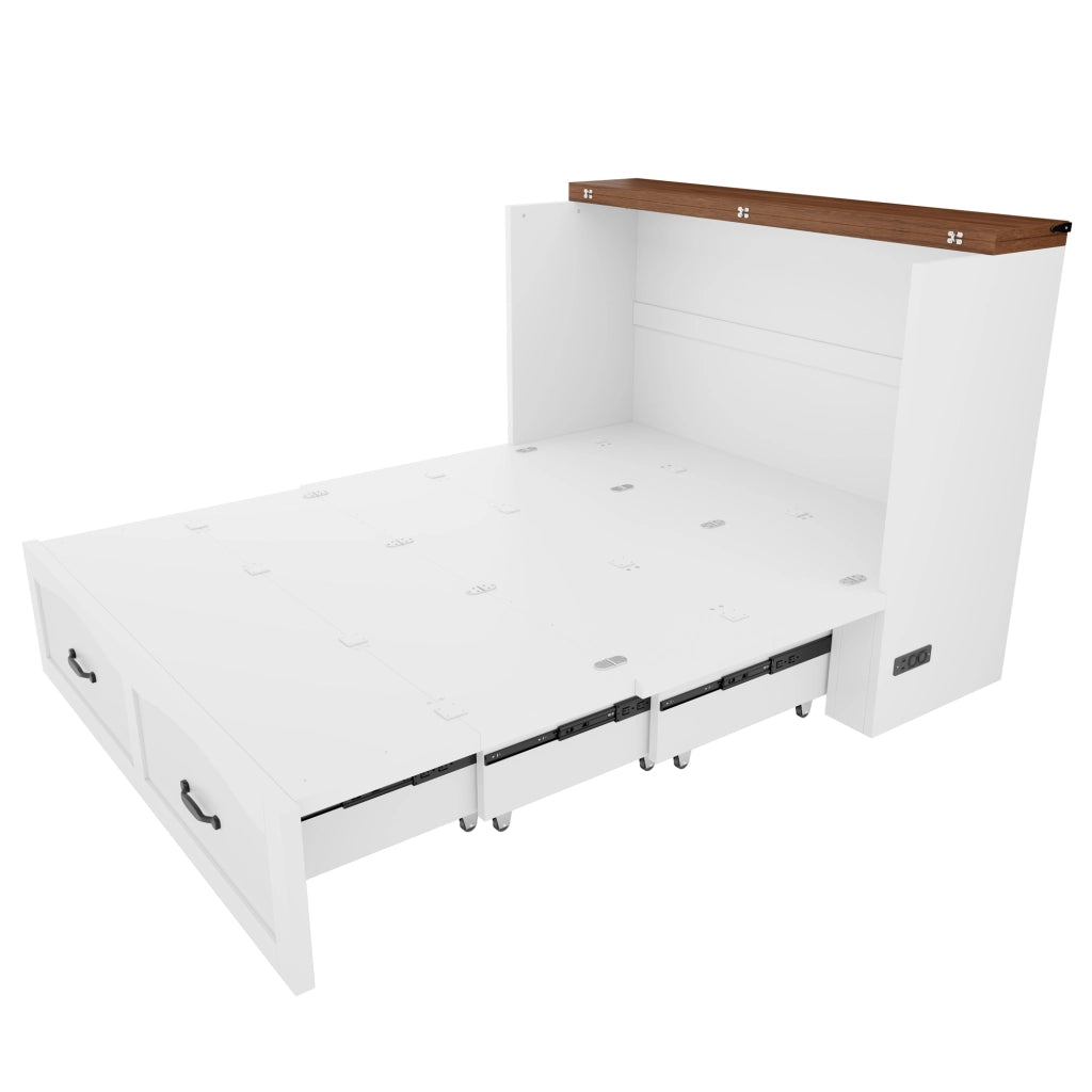 LETTO pieghevole estraibile 140x200 cm in legno e metallo bianco con presa UE