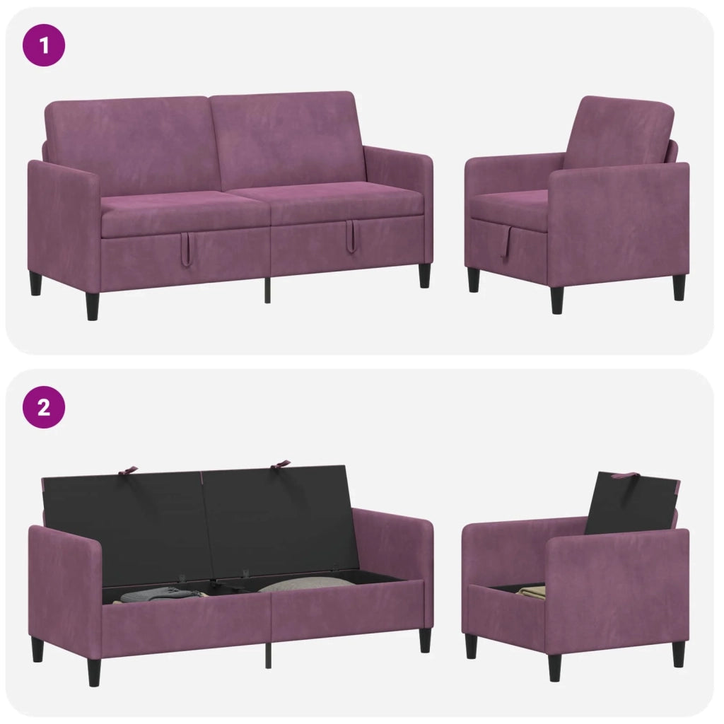 Set di Divani con Storage 2 pz Viola Poliestere 3429231