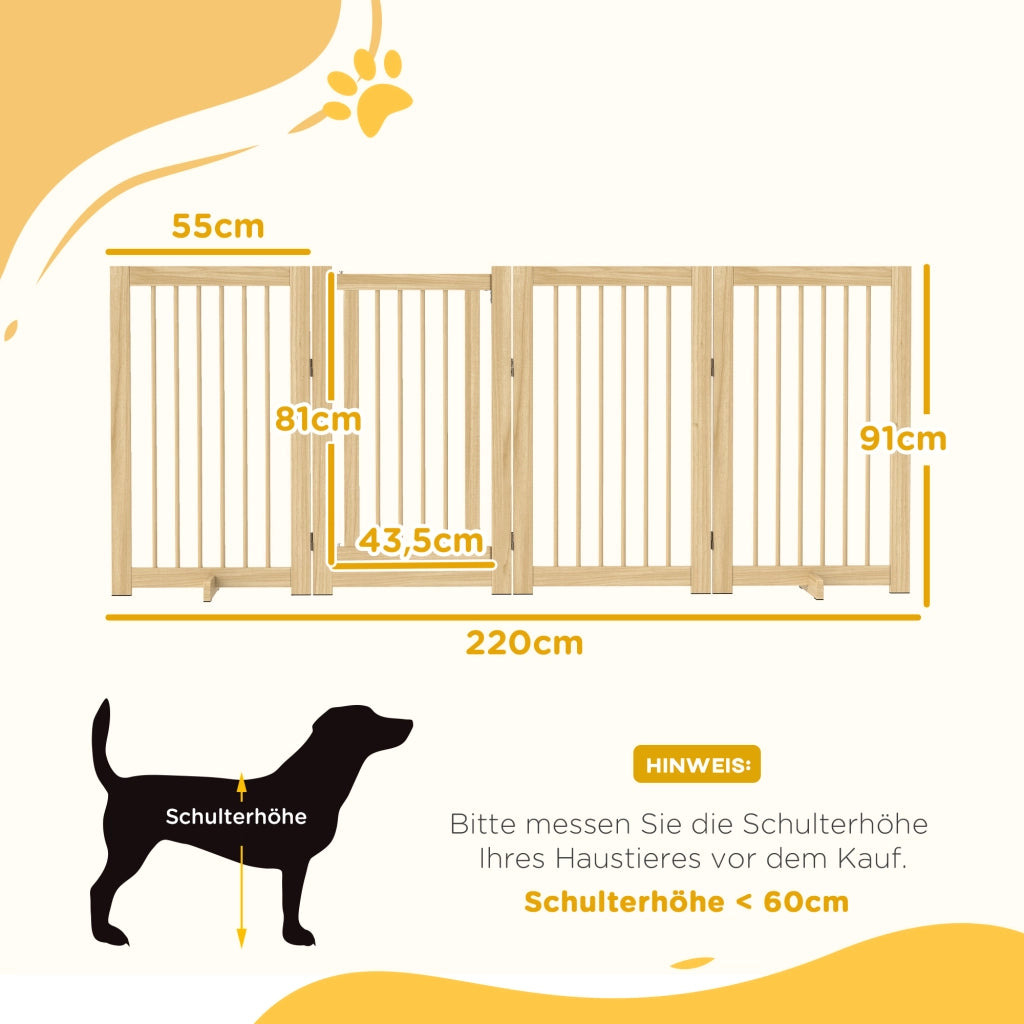 Cancello per cani pieghevole in legno ¨C zephmum ¨C 220x36x91cm