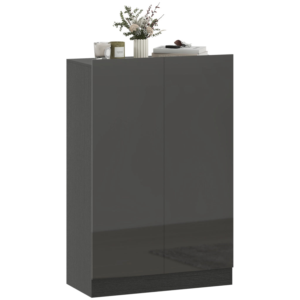 Scarpiera con ante e ripiani regolabili ¨C zephmum ¨C nero brillante 80x30x100 cm