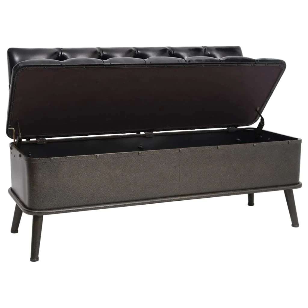 Panca contenitore con schienale 110 cm materiale sintetico nero 02_0010890