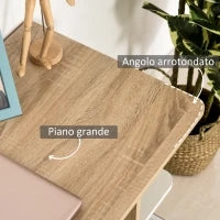 Scrivania Moderna in Legno con Scaffale a 3 Ripiani, 100x44x74cm, Bianco e Quercia