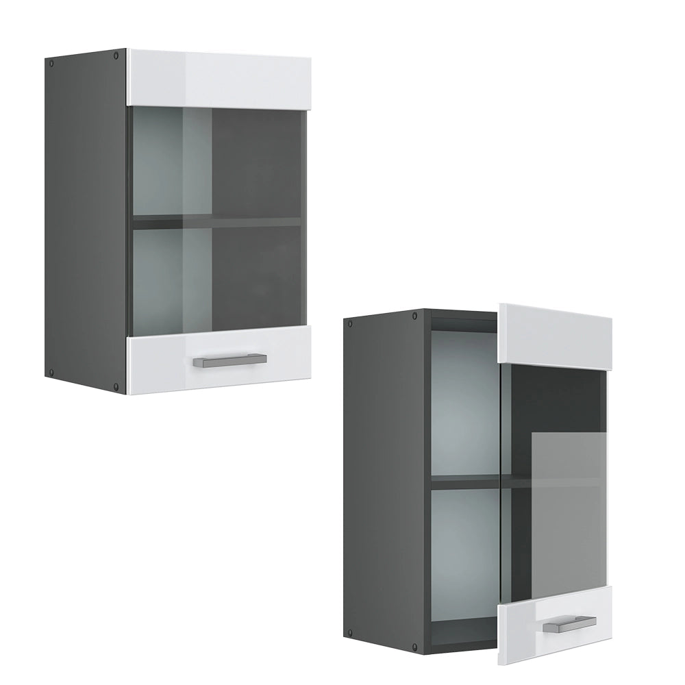 Vicco Mobile da cucina in vetro Bianco lucido 40 cm