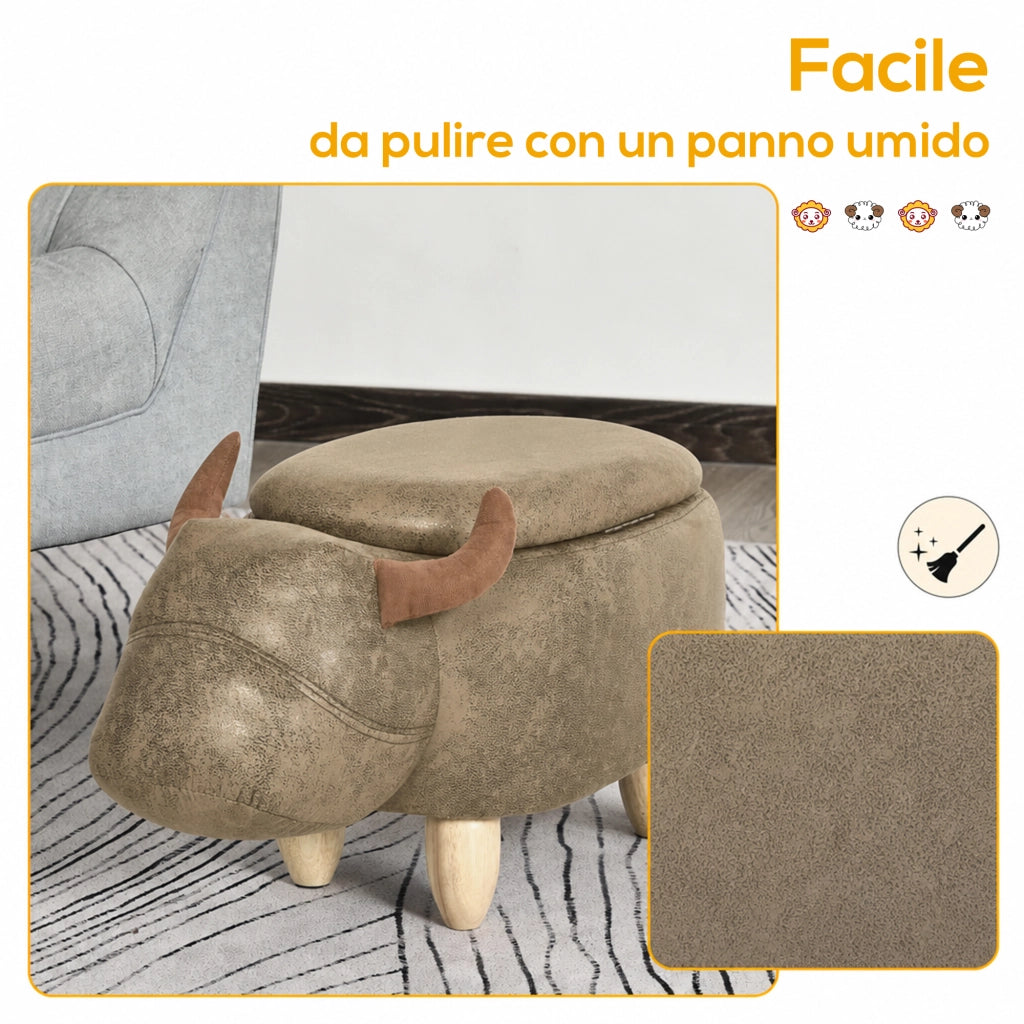 Pouf Contenitore Moderno ¨C zephmum ¨C Marrone, Legno, Imbottito, 62x35x36 cm