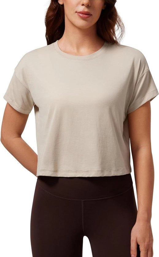 Magliette da Fitness per Donna - Code: 12345 - Modello: A5678 - Material: Pima Cotone - Corte Maniche - Crop Top - Maglietta da Ginnastica - Stile Casual - T-Shirt da Crop - Abbigliamento Sportivo Comodo