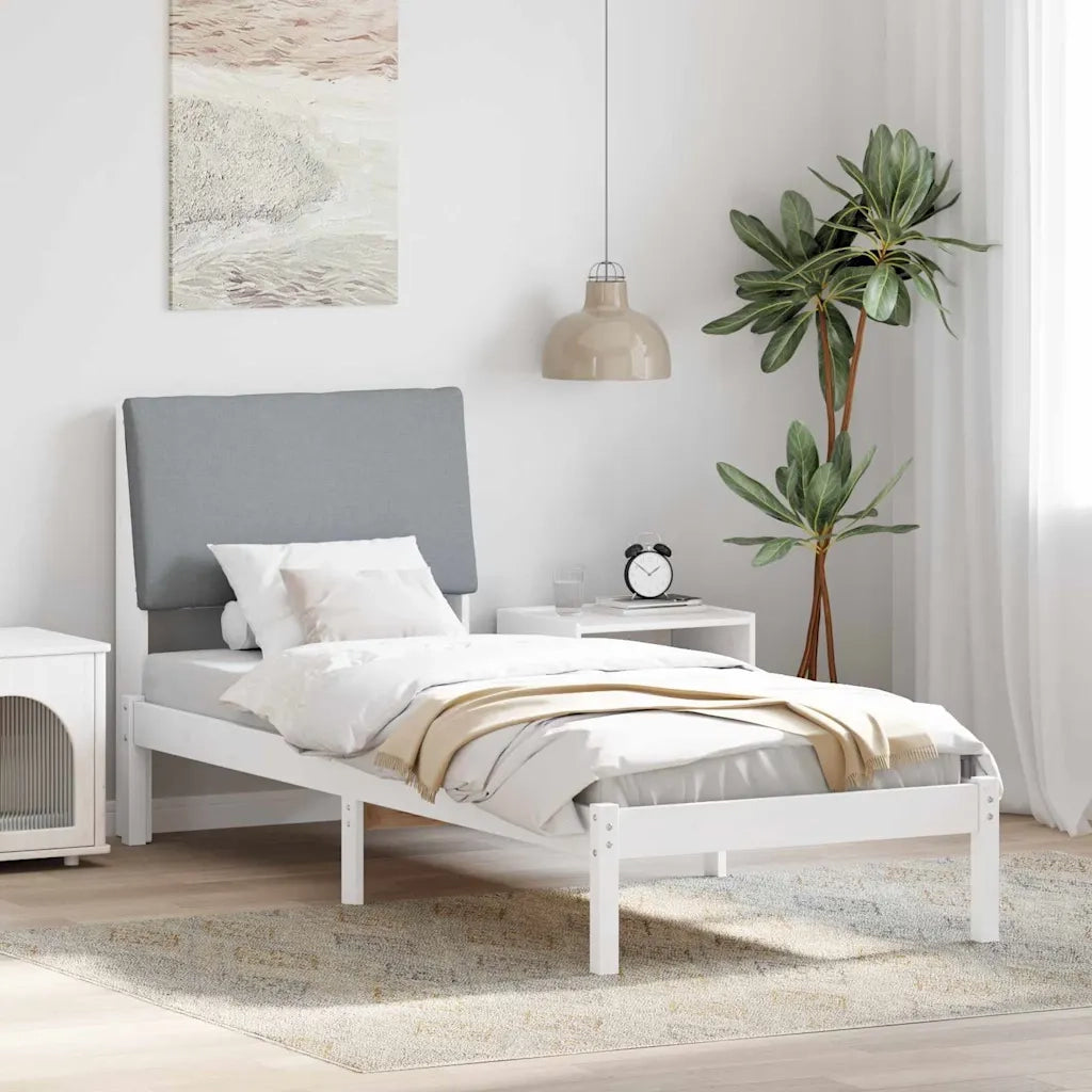Struttura del Letto Bianco e grigio chiaro 75 x 190 cm