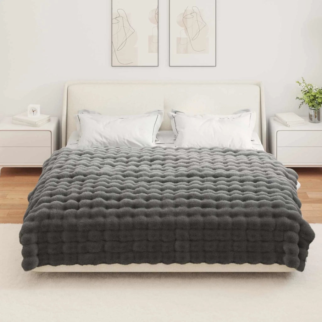 Coperta antiscivolo in sintetica di coniglio Olite Grigio Scuro 42021802