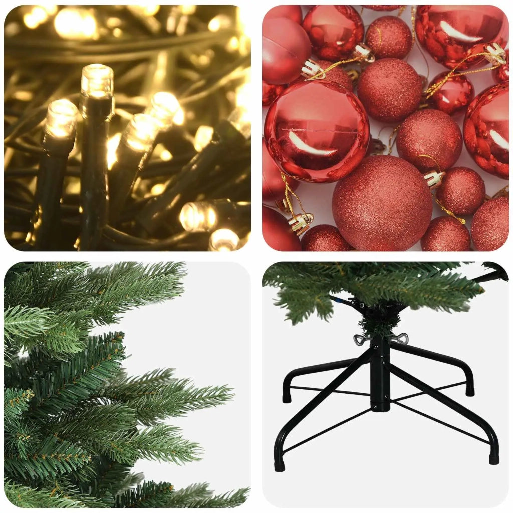 Albero di Natale artificiale con palline 150 cm 150 LED 3465864