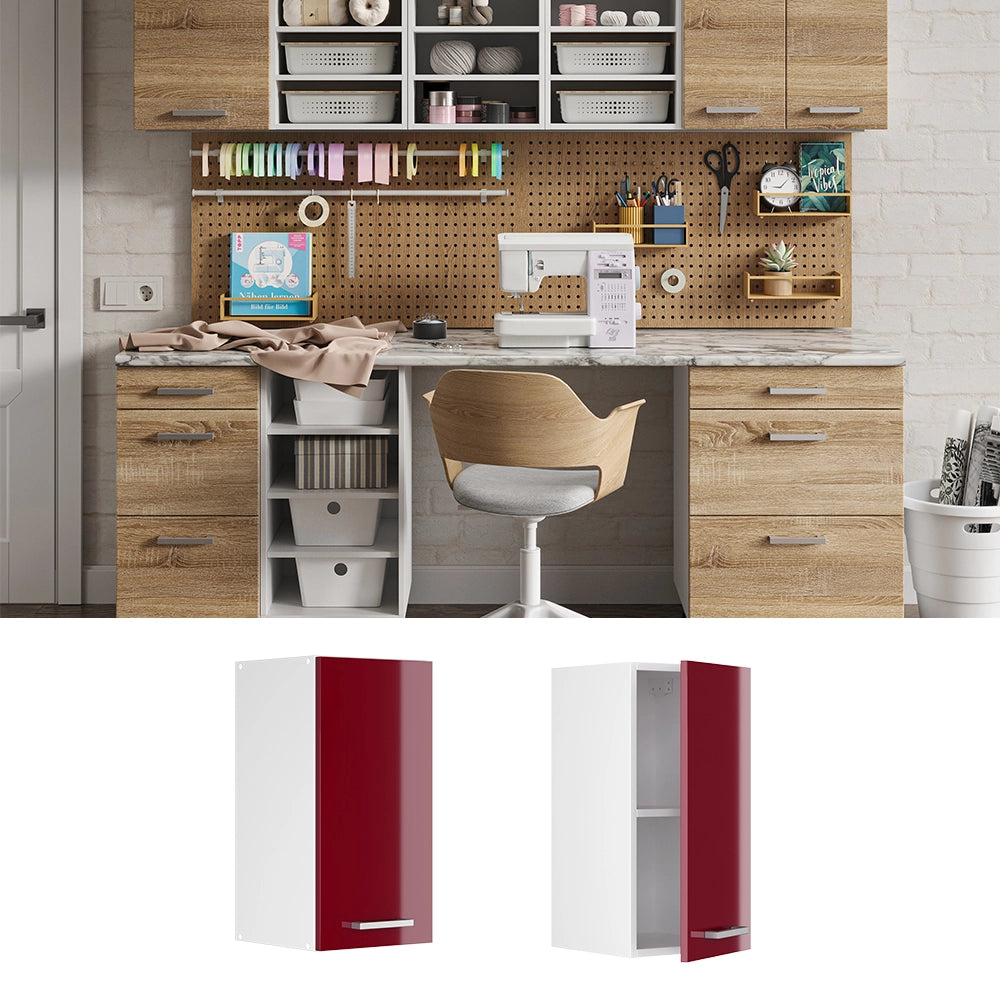 Vicco Pensile universale Rosso bordeaux lucido 30 cm con anta