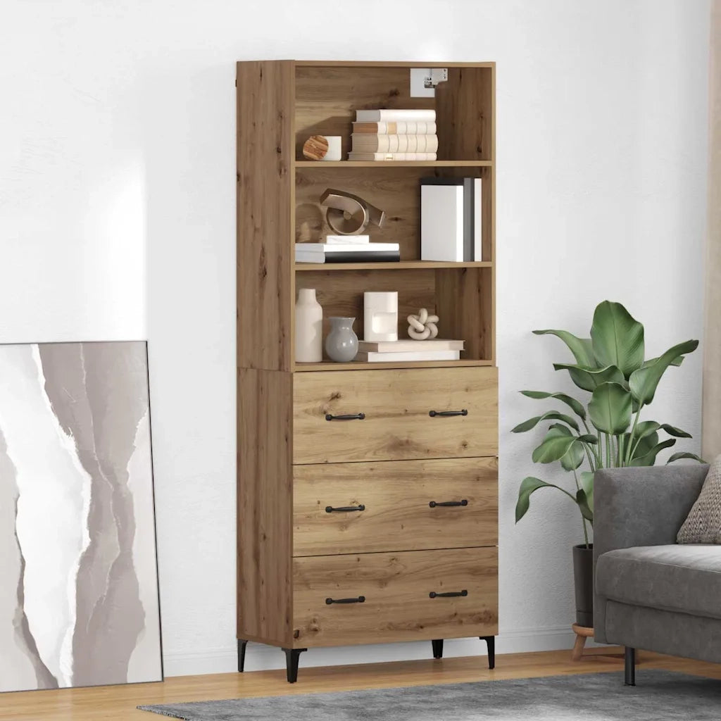 Credenza | Madia | Buffet da pranzo | Armadio da pranzo con cassetto Rovere artigianale 69,5 x 34 x 180 cm