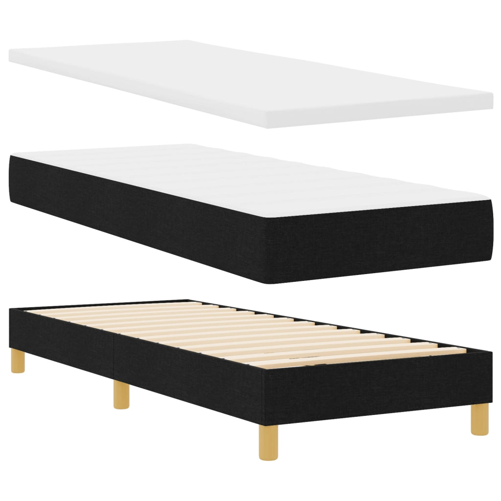 Letto con Box Spring e Materasso Nero 80x200 cm Tessuto